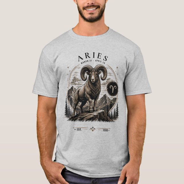 T-Shirt Graphique du Bélier du Zodiaque (Devant)