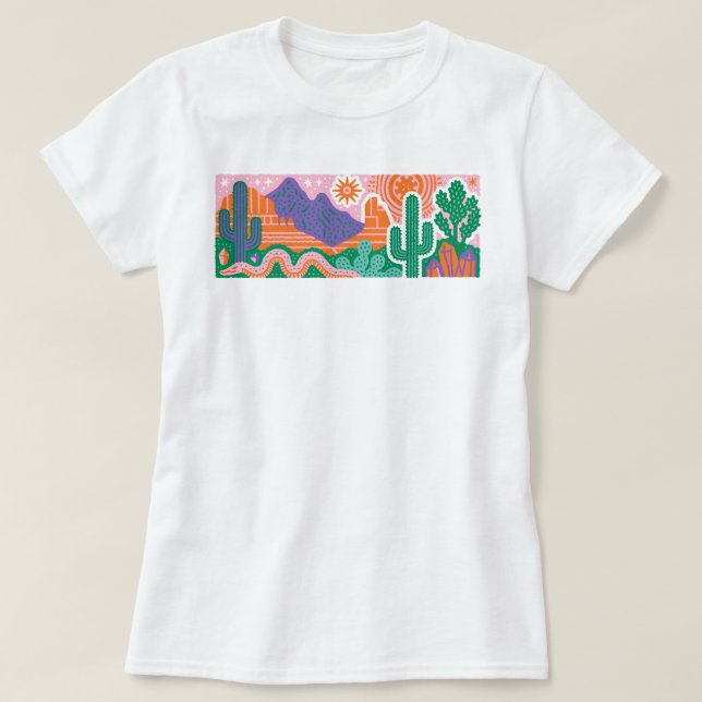 T-shirt graphique du cactus du désert du Sud-Ouest (Design devant)