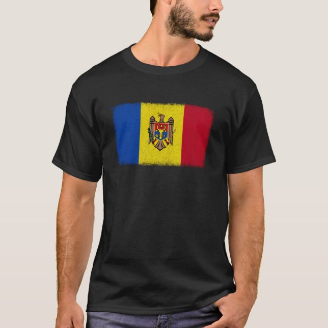 T-shirt Graphique du drapeau de la Moldavie pour hommes fe (Devant)