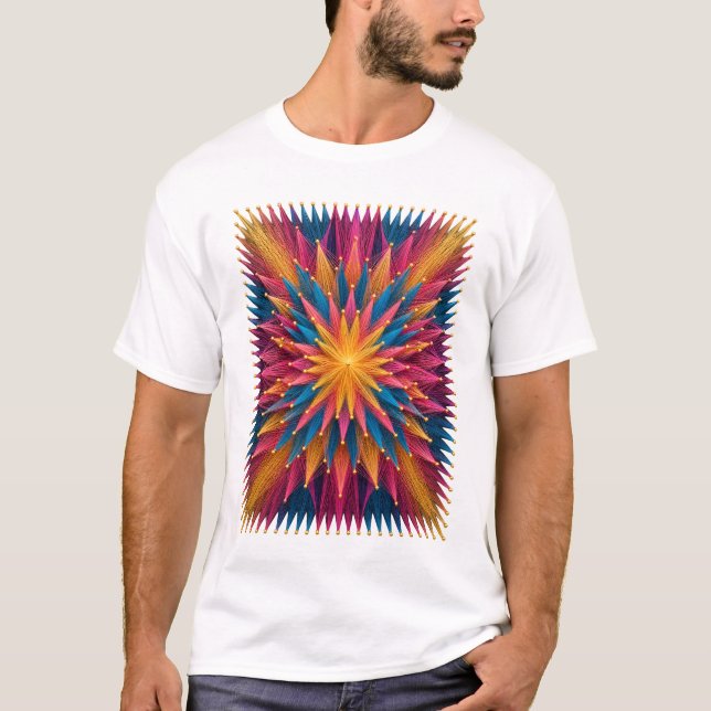 T-Shirt Graphique Éclaté de Kaléidoscope Vibrant (Devant)