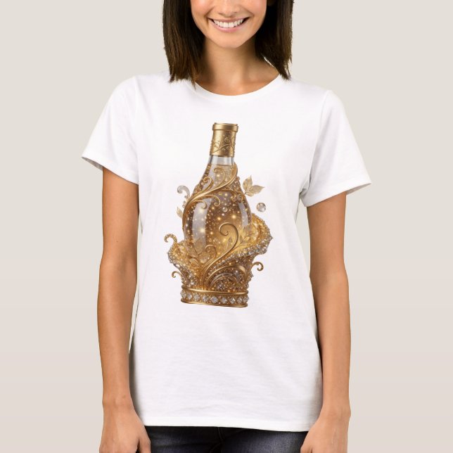 T-shirt graphique Edgy Gold BOUTEILLE DE VIN DORÉ (Devant)