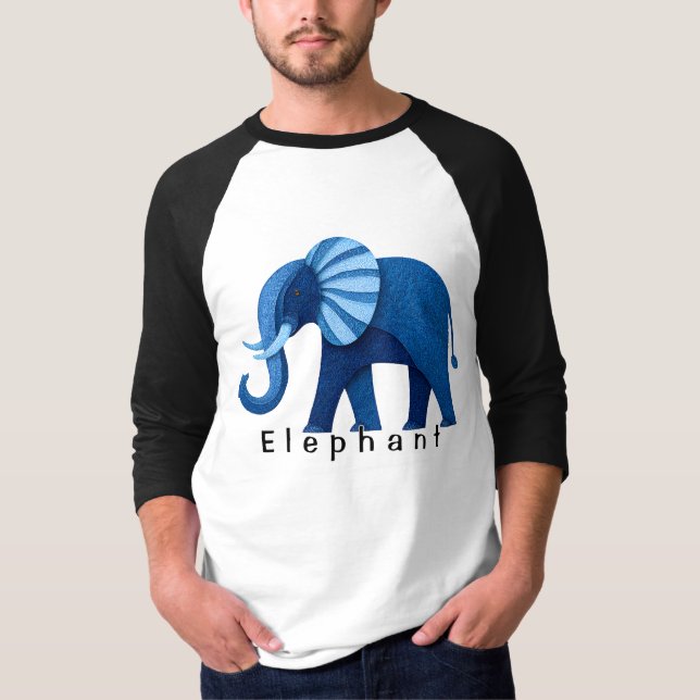 T-shirt graphique éléphant à motif bleu mignon (Devant)