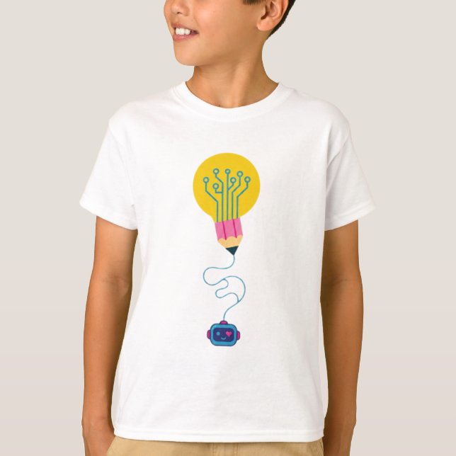 T-shirt graphique élève avec robot intelligent et  (Devant)