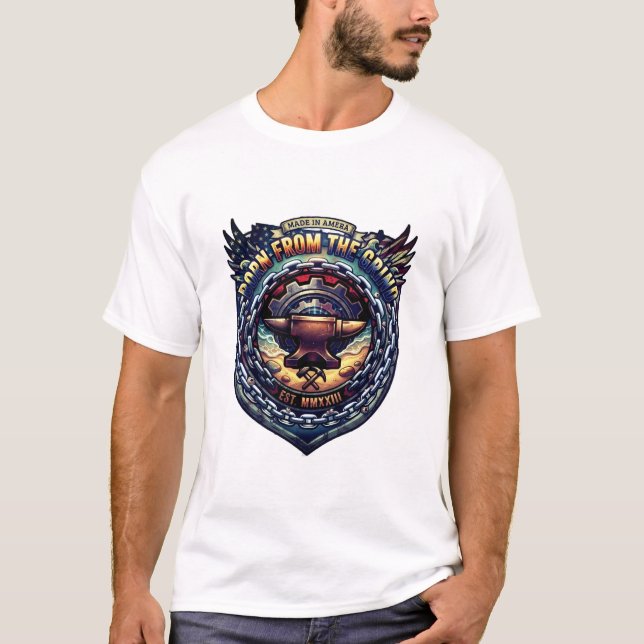 T-Shirt Graphique Emblème Industriel de Forgeron V (Devant)