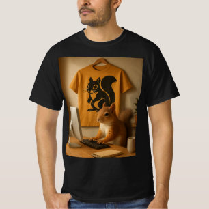 T-shirt graphique en écureuil et ordinateur portab