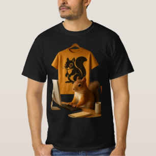 T-shirt graphique en écureuil et ordinateur portab