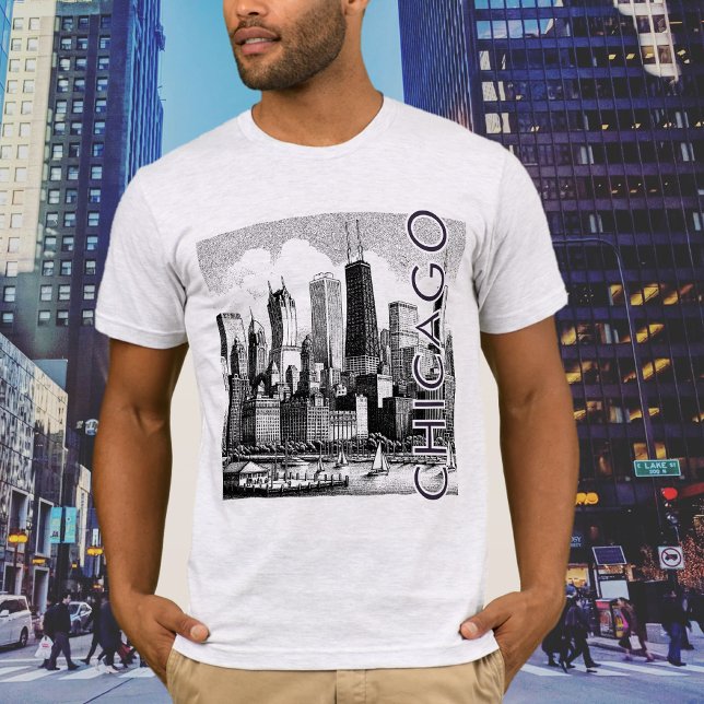 T-shirt graphique en ligne Skyline CHICAGO (Premium graphic featuring the Chicago landscape and skyline.)