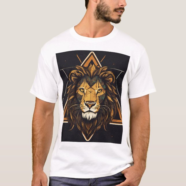 T-Shirt Graphique en Lion Triangle - Bold & Unique (Devant)