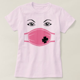 T-shirt Graphique en masque Médicale rose