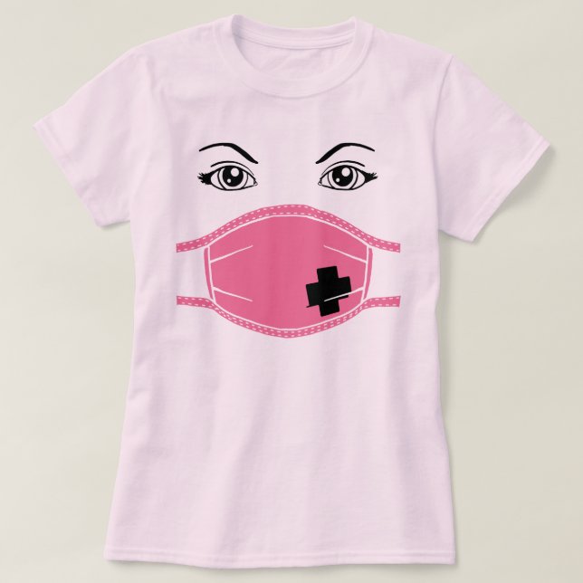T-shirt Graphique en masque Médicale rose (Design devant)