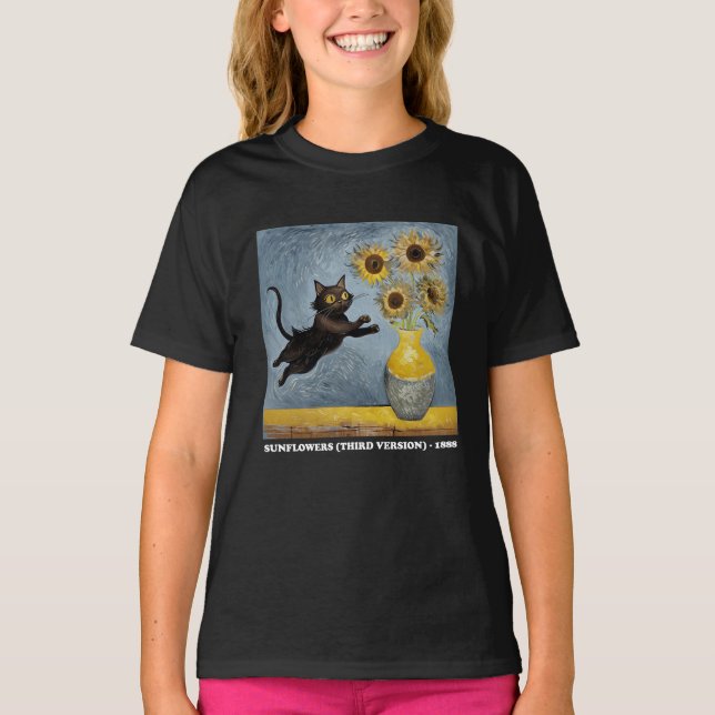 T-shirt Graphique en mème de chats de tournesol (Devant)