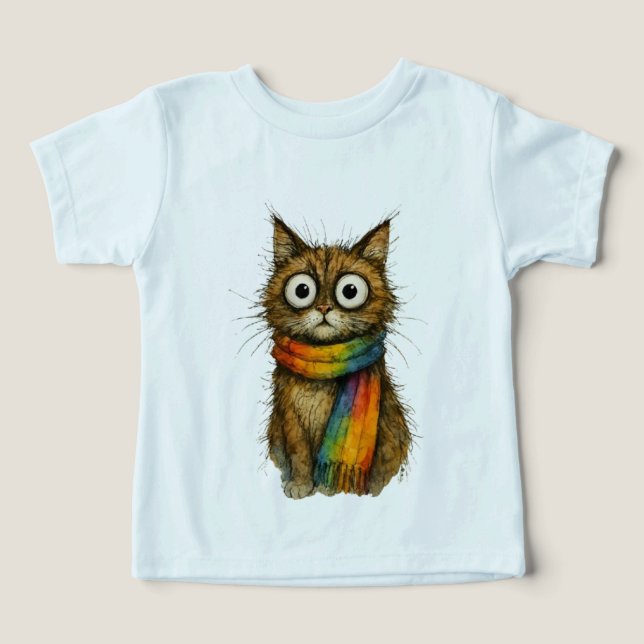 T-shirt graphique enfant en bleu clair avec un cha (Design Recto)