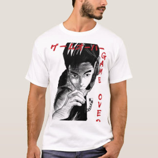 T-Shirt Graphique Esquisse de Joueur Style Manga G