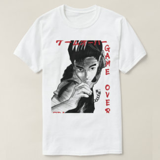 T-Shirt Graphique Esquisse de Joueur Style Manga G