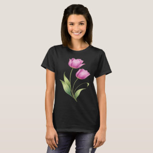 T-shirt graphique esthétique à fleur de tulipe ros