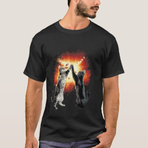 T-Shirt Graphique Explosion de Chats High-Five Mèm
