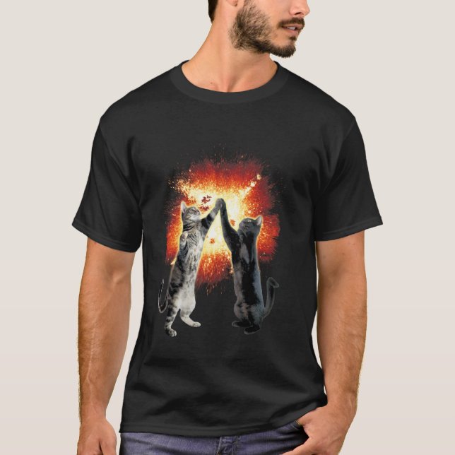 T-Shirt Graphique Explosion de Chats qui se Tapent (Devant)