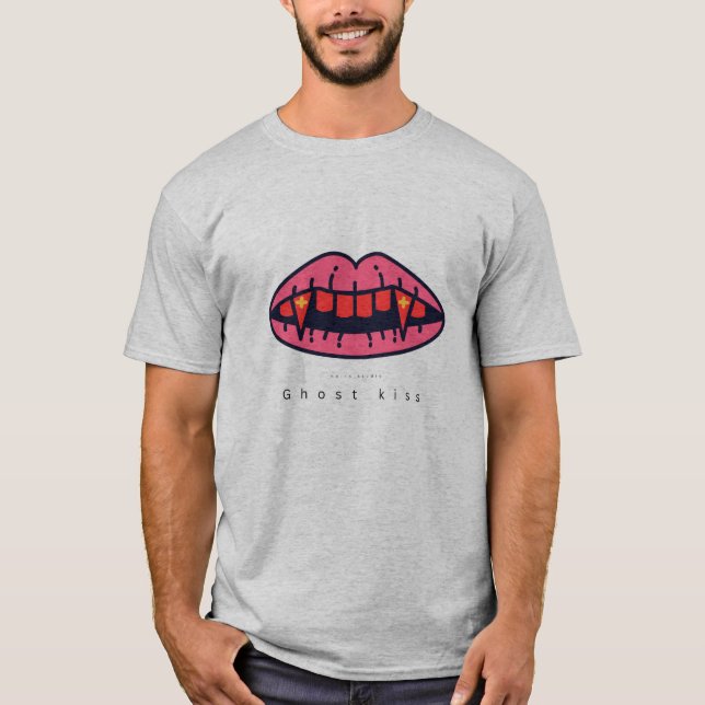 T-Shirt graphique fantôme bisou effrayant (Devant)