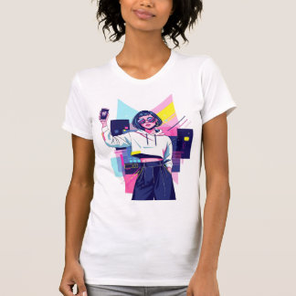 T-Shirt Graphique Fille Rétro Synthwave