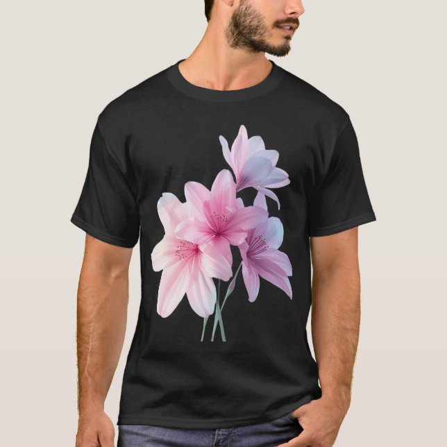 T-Shirt Graphique Fleur de Lys Rose Esthétique.  (Devant)