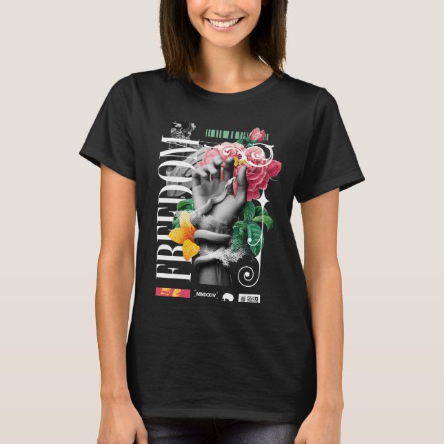 T-shirt graphique Freedom Floral Power Fist (Devant)