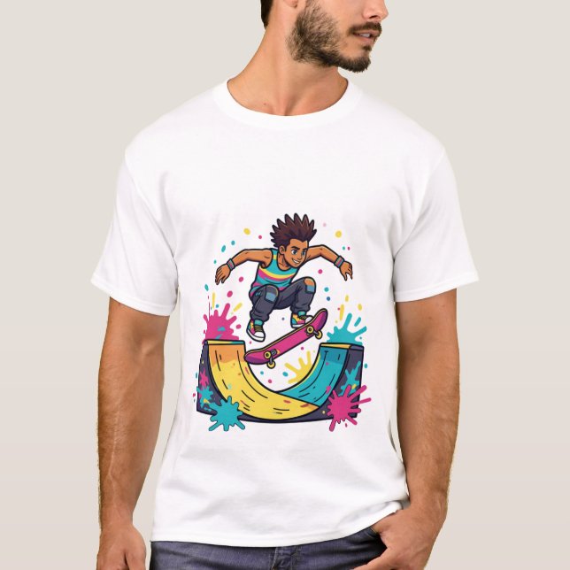 T-Shirt Graphique Funky Skater Boy  (Devant)