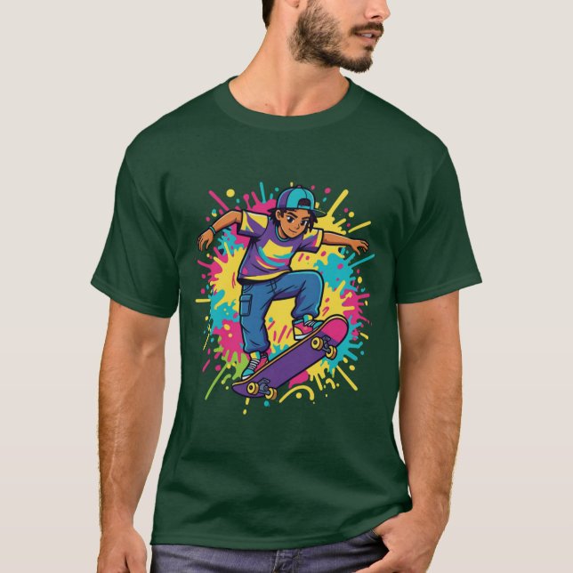 T-Shirt Graphique Funky Skater Boy (Devant)