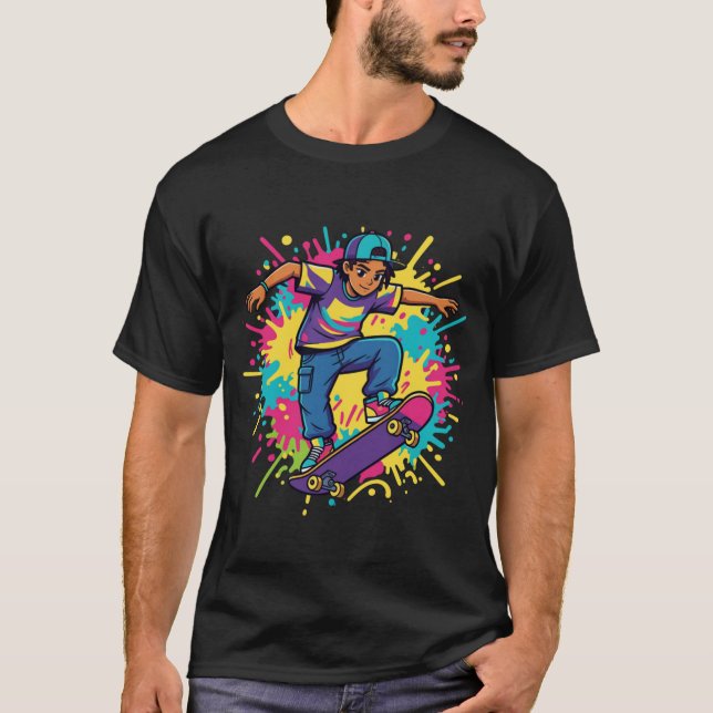 T-Shirt Graphique Funky Skater Boy  (Devant)
