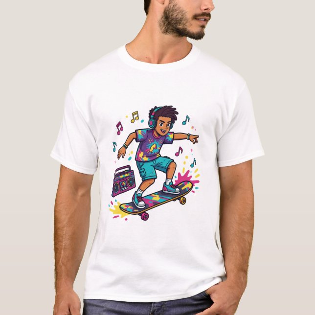 T-Shirt Graphique Funky Skater Boy (Devant)