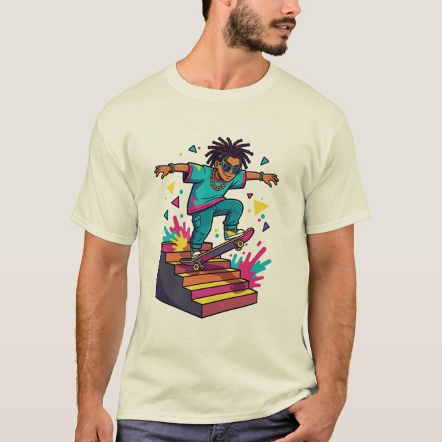 T-Shirt Graphique Funky Skater Boy  (Devant)