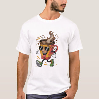 T-shirt graphique Funny Cool Walking Coffee Cup
