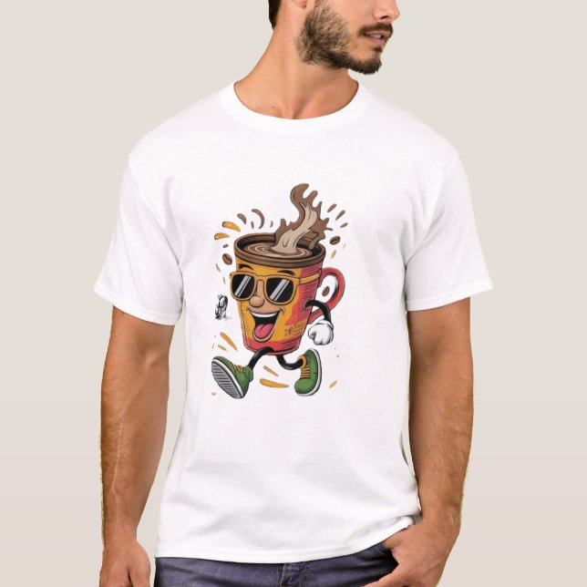 T-shirt graphique Funny Cool Walking Coffee Cup (Devant)