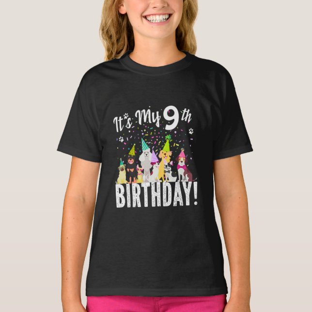 T-shirt graphique Funny Puppy Crew pour filles de  (Devant)