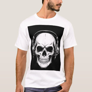 T-Shirt Graphique Gothique Crâne Casque