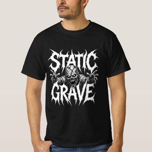 T-Shirt Graphique Gothique Horreur Statique (Devant)
