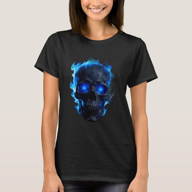 T-Shirt graphique gothique sombre à crâne de flamm (Devant)
