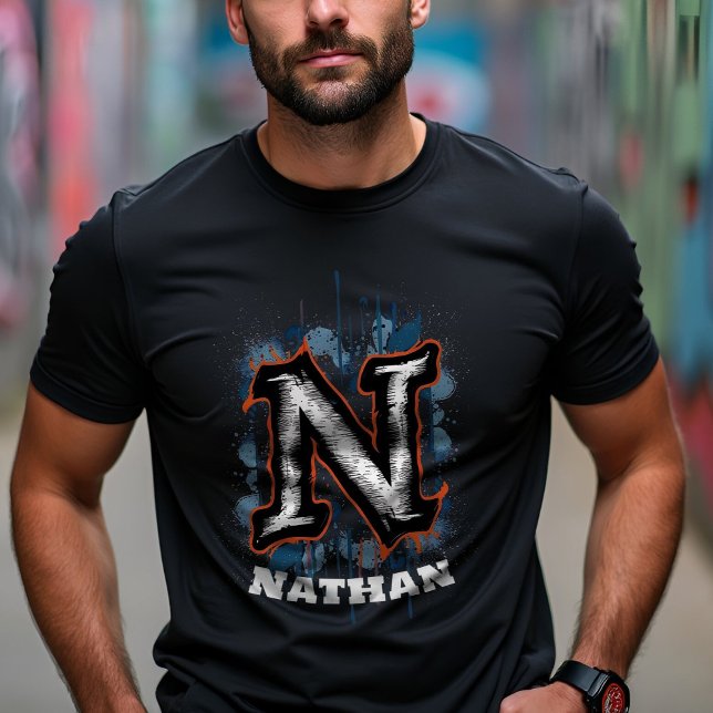 T-shirt Graphique Graffiti urbain : Monogramme personnalis (Créateur téléchargé)
