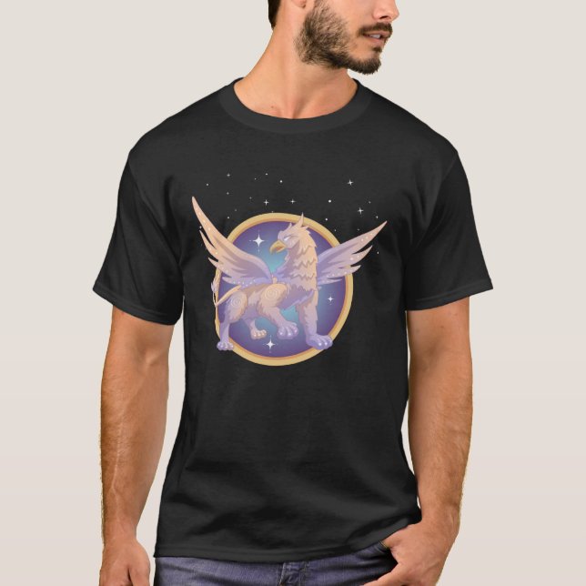 T-shirt Graphique Griffin enchanteur avec fond céleste (Devant)