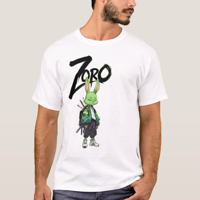 T-Shirt Graphique Guerrier Lapin Zoro Anime (Devant)