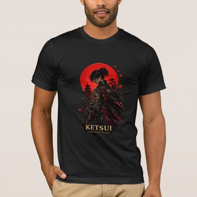 T-Shirt Graphique Guerrier Samouraï Japonais KETSU (Devant)