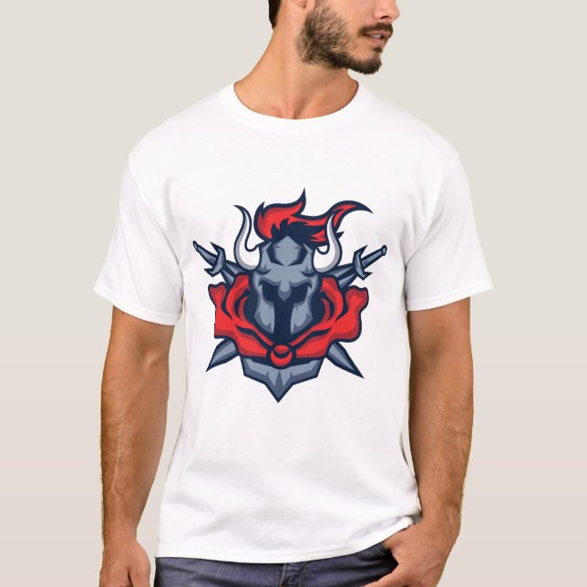 T-Shirt Graphique Guerrier Taureau pour Hommes (Devant)