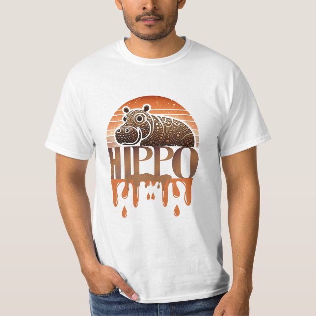 T-shirt Graphique Hippopotame Charme Rustique (Devant)