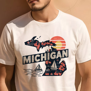 T-shirt Graphique Iconique de Voyage Rétro du Michigan