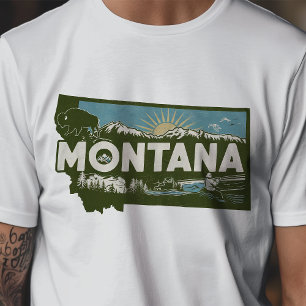 T-shirt Graphique Iconique de Voyage Rétro du Montana