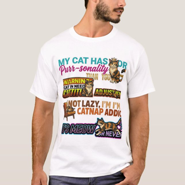 T-shirt graphique impertinent "Mon chat a plus de  (Devant)