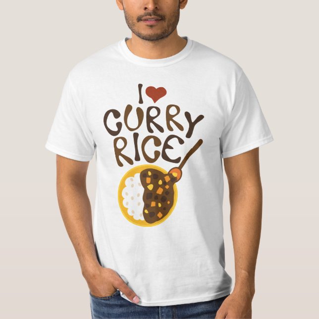 T-Shirt Graphique 'J'adore le Riz au Curry' (Devant)