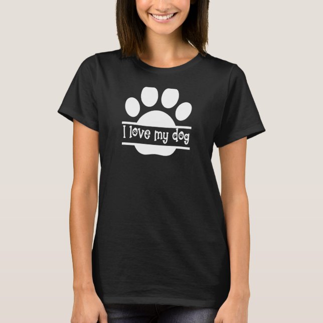 T-shirt Graphique J'aime mon chien Empreinte de patte 1 (Devant)
