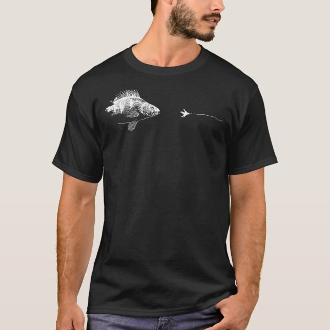 T-shirt Graphique Ligne de pêche à la mouche Poisson Perch (Devant)
