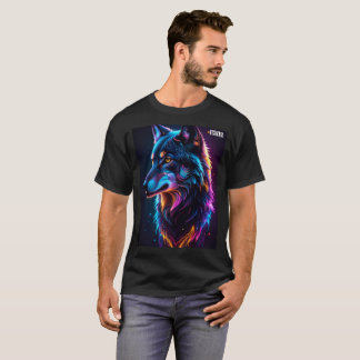 T-Shirt Graphique Loup Cyberpunk Néon - Wil Lumine