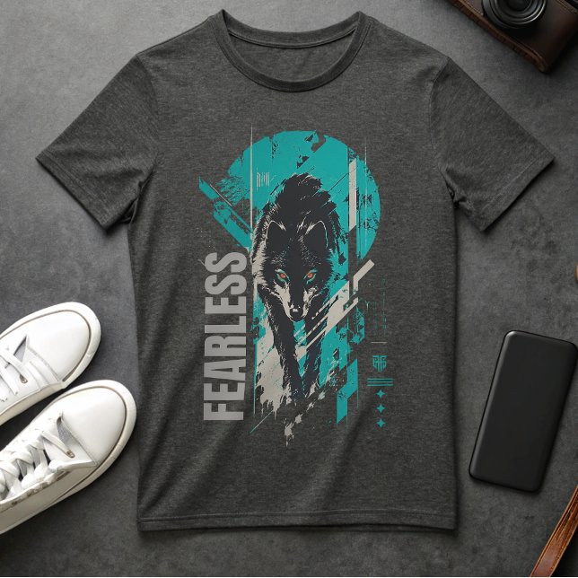 T-Shirt Graphique Loup Intrépide | Vêtements de Ru (Créateur téléchargé)